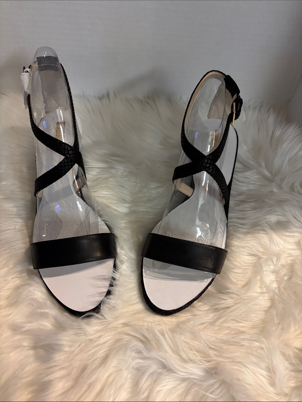 Nine West Black Crisscross Ankle Strap Sandals